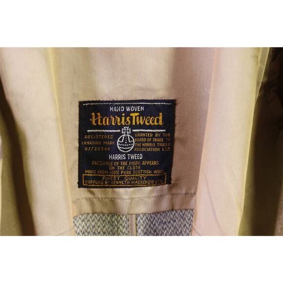 Harris Tweed Yarmouth Royal Store Limited Gray Overcoat Coat 46R - Picture 7 of 8